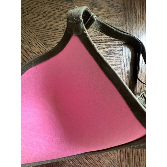 Victoria's Secret PINK Push-Up Bra 34D Army Green & Red Comfy Fit - Picture 9 of 11